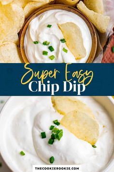 a bowl filled with dip and chips