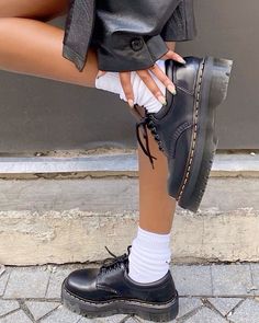 Doc Loafers, Doc Martens 8053, Doc Martens Loafers, Outfit Ideas October, Shein Clothing Outfit, Shein Clothing, Dr Shoes, Clothing Outfit Ideas, White Socks