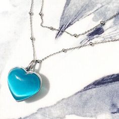 heart necklace blue cat's eye heart pendant necklace stainless steel beads chain  | eBay Heart Type, Beads Chain, Necklace Blue, Blue Cats, Fashion Jewelry Necklaces, Heart Pendant Necklace, Beaded Chain, Heart Necklace, Fashion Watches