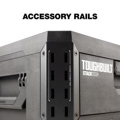 the back side of a computer case with text that reads accessory rails