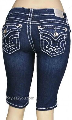 LA Idol Denim Jeans Crystal With White Stitching Bermuda Shorts La Idol Jeans, Boho Chic Clothing, Bermuda Shorts Women, Texas Country, Cheap Jeans, Animal Print Fashion, Bermuda Short, Jeans Light Wash, Spring Clothing