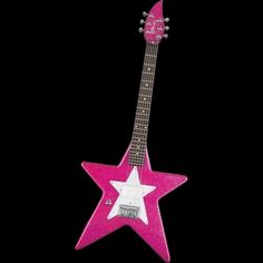 a pink and white guitar shaped like a star