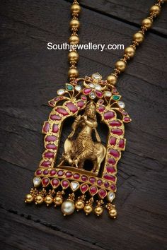 Gold Balls Chain with Lord krishna Pendant photo Krishna Temple, Antique Jewellery Designs, Gold Jewelry Simple Necklace, Gold Necklace Indian Bridal Jewelry, Antique Jewelry Indian, Gold Pendant Jewelry