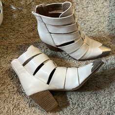 Off White Zippered Booties, Size 8.5, Fits True. I Truly Love This But Almost Positive Won’t Wear Them. Shoes Booties, Bootie Boots, Fashion Shoes, Love This, Ankle Boots, Off White, Women Shoes, Cream, Boots