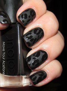 Matte Black Nails, Cheetah Nails, Get Nails, Fancy Nails, Manicure E Pedicure, Love Nails