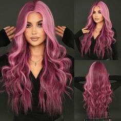 Purple Long Hair, Pretty Wigs, Exotic Hair Color, Body Lace, Party Wig, Cute Hair Colors, Long Hair Wigs, Wig Party, Long Curly Wig