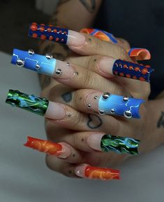 Future Nails, Multicolored Nails, Fashionable Nails, Hello Nails, Cute Acrylic Nail Designs, Bling Acrylic Nails