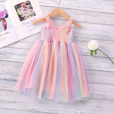 Strap Dress Summer, Girls In Suspenders, Rainbow Tutu, Princess Kids, Girl Rainbow, Rainbow Dress, Suspender Dress, Wholesale Dress, Dresses Kids Girl