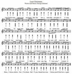 sheet music with words and numbers for christmas carols, arranged in the same style