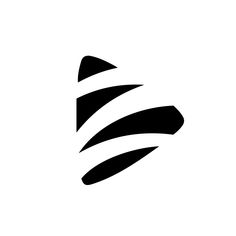 an abstract black and white logo with wavy lines on the bottom half of the letter s