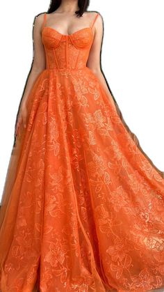 Sleeveless Orange Evening Dress For Wedding, Orange Floor-length Prom Dress, Orange Wedding Dress With Sweetheart Neckline, Fitted Orange Organza Dress, Elegant Orange Gown With Fitted Bodice, Fitted Orange Gown For Prom, Orange Floor-length Dress With Fitted Bodice, Fitted Orange Evening Dress For Prom, Fitted Orange Evening Dress For Wedding