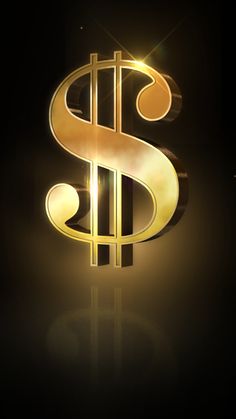 a golden dollar sign on a black background with light coming from the top and bottom