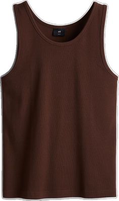 Casual Ribbed Crew Neck Vest, Cotton Sleeveless Top With Ribbed Neckline, Sleeveless Cotton Top With Ribbed Neckline, Sleeveless Tops With Ribbed Neckline For Everyday, Sporty Sleeveless Ribbed Top, Basic Sleeveless Ribbed Top, Casual Ribbed Cotton Tank Top, Basic Ribbed Sleeveless Top, Sporty Ribbed Crew Neck Tank Top