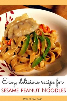 an easy delicious recipe for sesame peanut noodles is featured on the cover of this cookbook