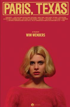 a movie poster for paris, texas with a blonde woman's face in the center