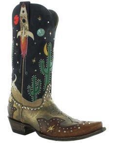 Old Gringo Womens Galactic Buckaroo Western Boots - Snip Toe, Blue Buckaroo Boots, Wedding Boots, Summer Boots, Heel Caps, Western Boot, Toe Boots, Rubber Heels, Short Boots, Cowgirl Boots