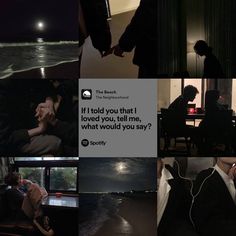 a collage of photos with people in the dark