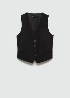 Suit vest with buttons - Woman | MANGO USA Suit Vest Women, Vest With Buttons, Linen Vest, Suit Waistcoat, Suit Style, Suit Vest, Mixing Fabrics, Navy Women, Co Ord