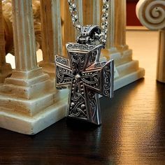 Handcrafted sterling silver cross pendant, Byzantine design, Mastle. Dimensions :1.57x1.18 in / 4x3 Centimeters Sterling Silver Cross Pendant, Silver Cross Pendant, Greek Jewelry, Sterling Silver Cross, Silver Cross, Cross Pendant, Pendant Necklaces, Greece, Necklaces