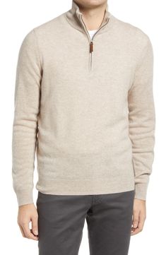 Nordstrom Men's Shop Regular Fit Cashmere Quarter Zip Pullover | Nordstrom Men's Sportswear, Coordinating Outfits, Family Photo Outfits, Photo Outfit, Mens Sportswear, Quarter Zip Pullover, Pull Tab, Pullover Sweater, Quarter Zip