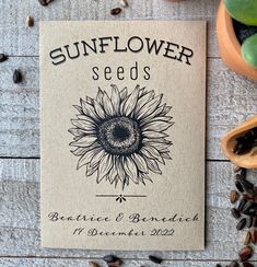 a seed packet sitting on top of a wooden table