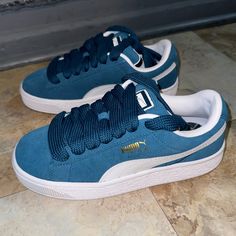 Puma Suede Xl- Brand New (No Box) Blue Puma Sneakers For Sports, Blue Puma Sneakers For Streetwear, Blue Puma Sneakers With Round Toe, Casual Blue Puma Sneakers, Puma Blue, Shoes Puma, Chunky Shoes, Puma Suede, Shoes Blue