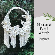 the macrame floral wreath is made with crochet