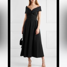 Preen By Thornton Bregazzi Daniela Off-The-Shoulder Ruched Cady Dress Princesa Anne, Black Off Shoulder Dress, Thornton Bregazzi, Preen By Thornton Bregazzi, Elegant Black Dress, Black Off Shoulder, Bride Groom Dress, Groom Wear, Dress The Population