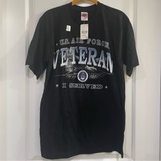 U.S Air Force Proud To Have Served Veteran Tee Shirt New Made Usa Size Medium A14 Black T-shirt With Graphic Print For Veterans Day, Air Force Veteran, Metallica T Shirt, Tan Guys, U S Air Force, Dri Fit Shirt, Man Logo, Us Air Force, Black Shorts