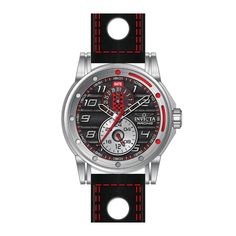 This incredible Invicta watch from the Invicta Racing collection offers an exact Quartz movement, with an incredible steel, red case. The face displays a red, silver, black, plastic, skeleton, metal dial protected by our proprietary Mineral Crystal. The design is completed by a red, black, leather band. This timepiece can resist water for up to 30 m. Building each timepiece for the fierce of heart, Invicta watches are an exemplary demonstration of versatility, setting a precedent for braving the most adventurous of activities. Here at Invicta Stores, we pride ourselves on our superior customer service, our 3-year warranty, and our commitment to offering the best value for the lowest prices. Explore the most extensive Invicta catalog anywhere online and find your next favorite.*In some inst Red Modern Chronograph Watch With Metal Dial, Racing Style Black Watches With Analog Display, Black Racing Watch With Analog Display, Black Racing Style Automatic Chronograph Watch, Red Sports Watch With Analog Display, Plastic Skeleton, Red Cases, Invicta Watches, Men's Watches