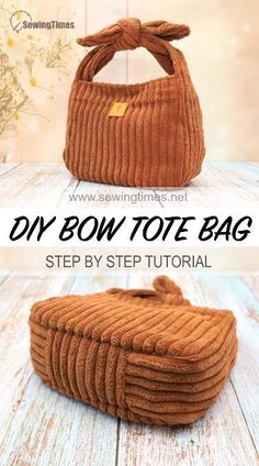 the diy bow tote bag is made from an old sweater