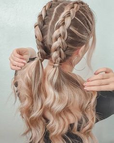 Cute Hairstyles For School, Hairdos For Curly Hair, Braids With Curls, Hairstyles For School