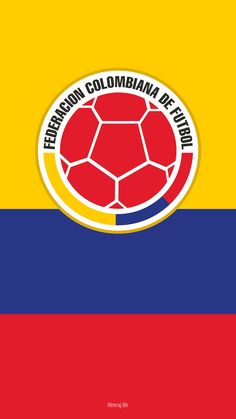 the flag of colombia with a soccer ball in it's center and an emblem on top