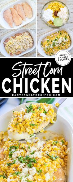 chicken casserole with corn and other ingredients in it