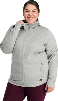 Made with buttery-soft  quick-drying fabric  the women's plus-size Outdoor Research Melody full-zip fleece hoodie is cozy when you're lounging round and comfortable when you're on the go. Light Pewter, Fleece Hoodie Women, Flat Seam, Outdoor Research, Womens Fleece, Soft Shell Jacket, Fabric Details, Outdoor Woman, Full Zip Hoodie