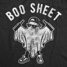 a t - shirt that says boo sheet with an image of a bird holding two baseball bats