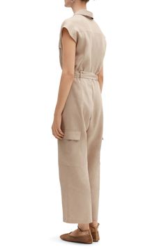 Cargo style is coming in hot right now, and this linen jumpsuit is a one-and-done way to wear the trend. V-neck with spread collar Sleeveless Chest flap-patch pockets; cargo flap-patch pockets Removable sash Cotton lining 100% linen Dry clean or machine wash, line dry Imported Chic Linen Jumpsuits And Rompers With Pockets, Linen Jumpsuits And Rompers With Pockets For Work, Spring Linen Jumpsuits And Rompers For Work, Fitted Linen Jumpsuits And Rompers With Pockets, Linen Jumpsuits And Rompers With Pockets, Cargo Jumpsuit, Linen Jumpsuit, Cargo Style, The Trend