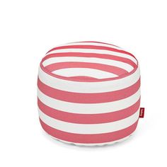 a red and white striped bean bag