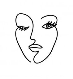 a black and white drawing of a woman's face with her eyes wide open