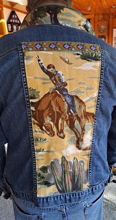 Upcycle Jean Jacket, Vintage Wild West, Diy Denim Jacket, Unique Jeans, Lace Jeans, Rose Jeans, Western Denim Shirt, Diy Jacket