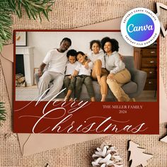 a family christmas card with the words merry christmas on it