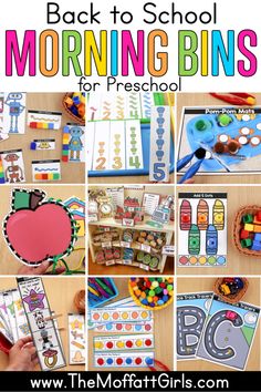 the back to school morning bins for preschool