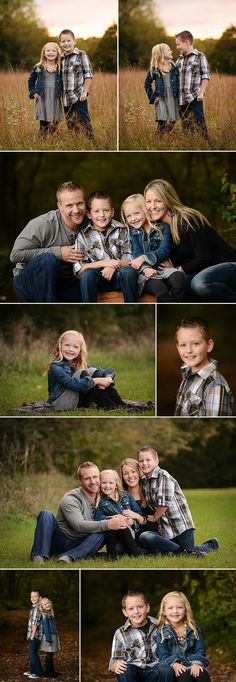 an image of a family posing for pictures in the grass with their arms around each other