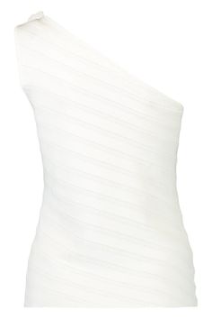 Figue capucine one shoulder sweater top in white. 100% COTTON DRY CLEAN Made in China