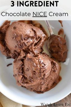 Bowl of Chocolate Nice Cream with sprinkles on top Vegan Nice Cream, Healthy Chocolate Banana, Nice Cream Recipe, Avocado Chocolate Pudding, Guilt Free Dessert, Cold Desserts