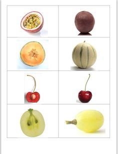 an image of different fruits and vegetables on a white background, including apples, pears, watermelon, cherries