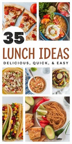 the cover of 35 lunch ideas delicious, quick and easy to make with fresh ingredients