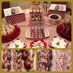 a table topped with lots of desserts and candy