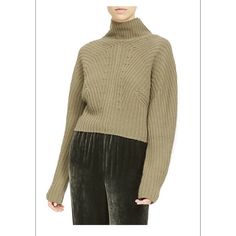 Detailed With Sculpted Dolman Sleeves And A Cropped Length, This Funnel-Neck Sweater Is Knit Is Directional Stitches From A Wool-Cashmere Blend. Quality Is Absolutely Amazing! Non Itch, Sweater Is Brand New Winter 2021 Theory Season, Newly Added On Saks Olive Color Funnel Neck Long Dolman Sleeves Pullover Style 90% Wool/10% Cashmere Dry Clean Imported Designer Cashmere Sweater For Fall, Elegant Cable Knit Cashmere Tops, Designer Fall Sweater For Work, Designer Fitted Cashmere Sweater, Funnel Neck Sweater, Olive Color, Funnel Neck, Dolman Sleeve, Funnel