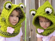 Fae Crochet, Toddler Hooded Scarf Crochet Pattern Cute, Crochet Fairy Hood Free Pattern, Bear Hood Crochet Pattern, Crochet Hooded Cowl Kids, Crochet Pixie Hood, Hooded Cowl Pattern, Crochet Hooded Cowl, Frog Hat